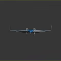 Modern Blue Aircraft Model With V Shaped Wings And Twin Engines