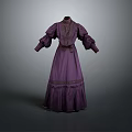 Vintage Purple Long Dress With Elegant Lace Details And Long Sleeves Design