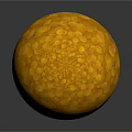 Shiny Golden Sphere With Coin Like Circular Patterns On Dark Surface