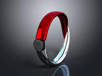 Modern Stylish Red And Silver Bracelet With Black Accent Shiny Design For Daily Use 3d model