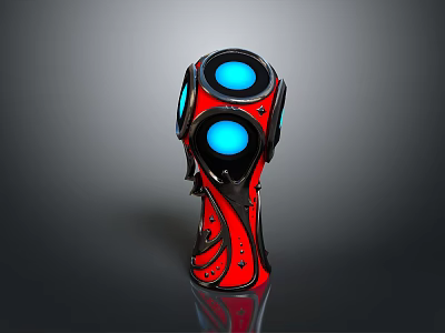 Unique Modern Red Black Decorative Furniture With Blue Illuminated Round Design 3d model
