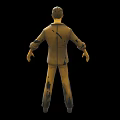 Detailed Cartoon Style Male Character Wearing Yellow Striped Shirt On Black Background
