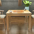 Hotel Mahjong Room with Wooden Tables Chairs and Cozy Interior Design