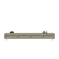 White TV Stand With Drawer Design Metal Legs And Decorative Items On Top