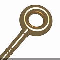 Yellow Key 3D Illustration With Circular Ring And Detailed Handle Design