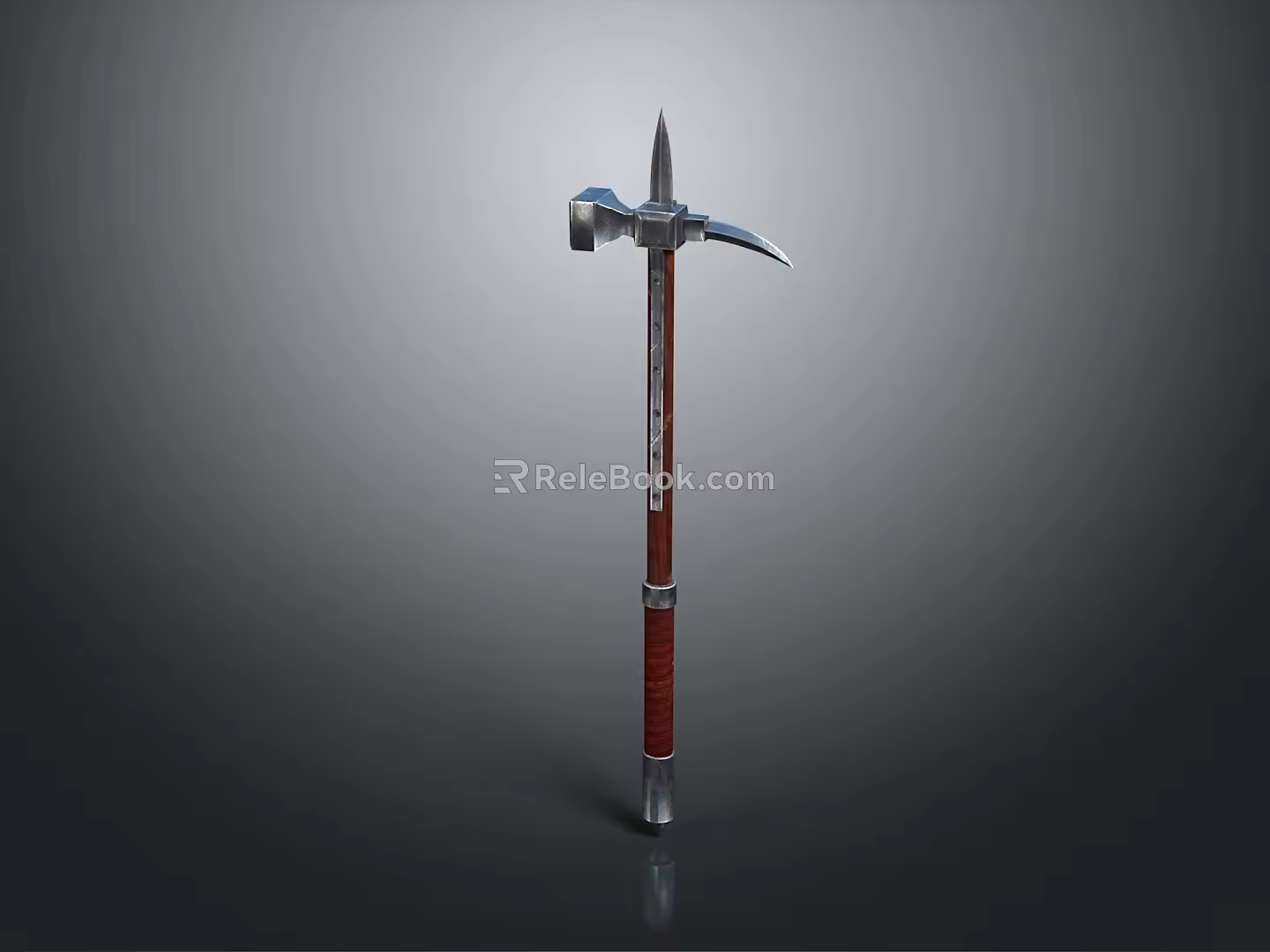 Yang Pickaxe Cross Draft Steel Tools Wood Handle Yang Pickaxe Cartoon Yang Pickaxe Tools Hardware Tools Processing Tools 3d model