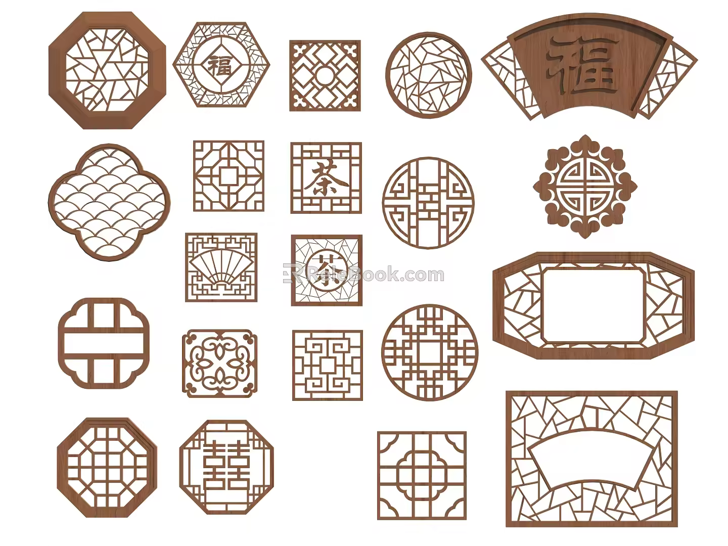 New Chinese-style openwork window 3d model