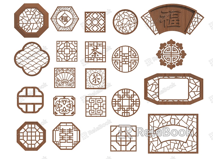 New Chinese-style openwork window model