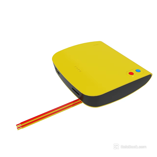 Yellow Electronic Device With Black Edge Red Blue Buttons And Red Yellow Wires 3d model 