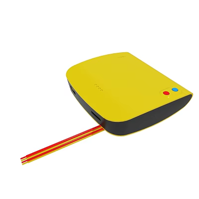 Yellow Electronic Device With Black Edge Red Blue Buttons And Red Yellow Wires 3d model