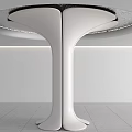 Modern White Pillar With Unique Double Shape Supporting Round Tabletop In Minimalist Interior 3d model