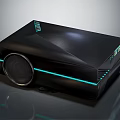 Sleek Black Projection Monitoring Device With Modern Design And Blue Accent Lines