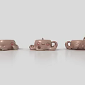 Three Pink Elephant Shaped Cups With Cute Smiling Faces On Light Colored Background 3d model