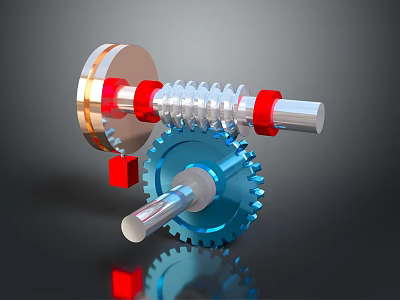 Industrial Lighting Fixture Combination With Mechanical Gears Metallic Finish And Red Accents 3d model