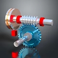 Industrial Lighting Fixture Combination With Mechanical Gears Metallic Finish And Red Accents