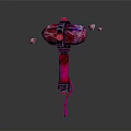 Pink Crystal Hammer Weapon With Black Handle And Glowing Pink Shards