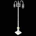 Traditional Roadside Street Lamp With Double Lanterns White Pole And Square Base