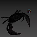 Realistic Crab Figure With Colorful Rubik's Cube On Gray Background