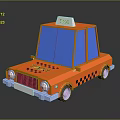 Orange Taxi Toy Model With Blue Windows White Wheels Roof Sign And Lettering