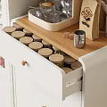 Modern White Sideboard With Glass Door Storage Drawers And Kitchen Appliances