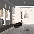 Modern Walk-in Closet Interior Design With White Cabinets Glass Doors And Wooden Floor