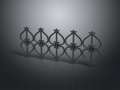 Decorative Metal Fence With Ornate Patterns Multiple Panels And Classic Design Structure 3d model