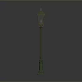Green Vintage Street Lamp With Ornate Metal Post And Decorative Design