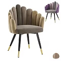 Luxury Velvet Shell Shaped Stool With Black And Gold Metal Legs