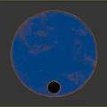 Blue Rusty Oil Barrel On Black Surface With Reflection And Industrial Look