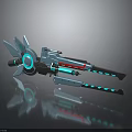 Advanced Futuristic Sci Fi Weapon Featuring Blue Cyan Glowing Elements And Mechanical Design Structure 3d model