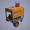 Industrial Equipment Yellow Generator With Red Fuel Tank Metal Frame And Wheels