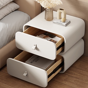 Modern Light Luxury Bedside Table Open Detail 3d model