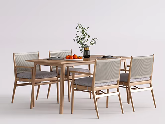 Quiet Ancient Style Dining Tables and Chairs Outdoor Tables and Chairs Solid Wood Rectangular 3d model