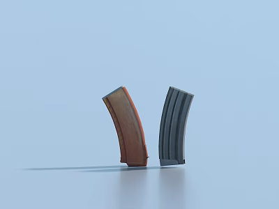 Weapon Magazines in Brown and Gray with Shiny Surface on Light Blue Background 3d model