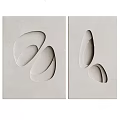 Modern Minimalist Light Gray Wall Decor Panels With Irregular Oval Cutouts 3d model
