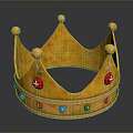 Golden Decorative Crown With Colorful Gemstones And Spherical Ornaments For Home Use