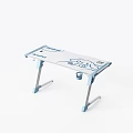 Modern Foldable Entertainment Table With White Blue Cartoon Design And Cup Holder