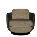 Beige Fabric Single Sofa With Dark Armrests And Round Base Modern Design 3d model