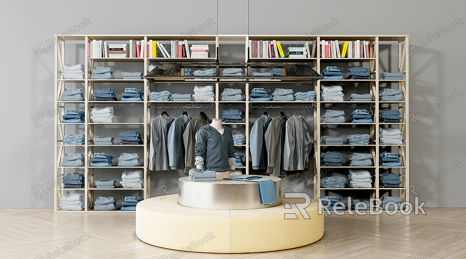 Modern Shelf Men's Clothes Display Rack Display Cabinet model