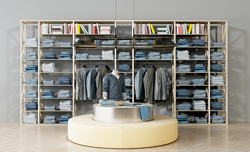 Modern Shelf Men's Clothes Display Rack Display Cabinet 3d model