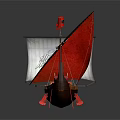 Traditional Wooden Ship With Red And White Sails Red Flags And Decorative Hull