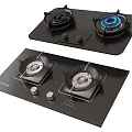 Modern Kitchen Gas Stoves With Black Glass Panel And Double Burners