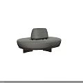 Comfortable Gray Upholstered Round Multi Seat Sofa With Wooden Base And Circular Design 3d model