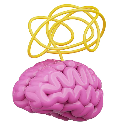 Decorative Ornament Set With Pink Brain Shaped Design And Yellow Spiral Accents 3d model