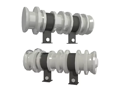 Industrial High Voltage Insulators With Cylindrical Structure And Metal Bases 3d model