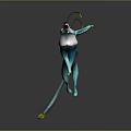 Blue Cat Like Animal With Long Ears Yellow Accents And Standing Pose