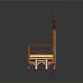 Traditional Wooden Furniture Set With Carved Back And Two Striped Cushion Seats