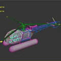Detailed Helicopter Model For Water Landing With Floats And Rotors