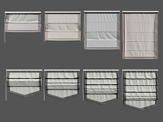 New Chinese-style Roman Curtain Drop-down Curtain Combination 3d model