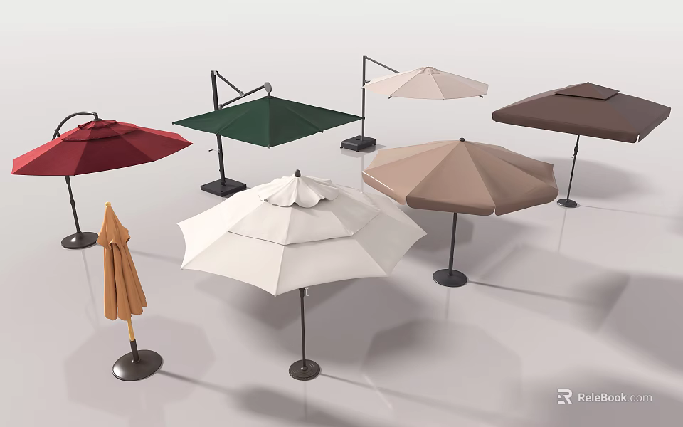 Outdoor Sunshade With Various Colors And Standing Base For Garden Patio Use 3d model 